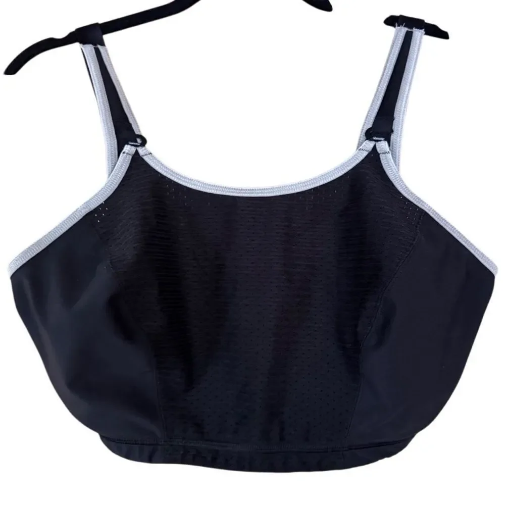 Glamorise- Elite Performance Adjustable Wirefree Sport Bra #1167 Black Gray, 38H - Picture 2 of 14